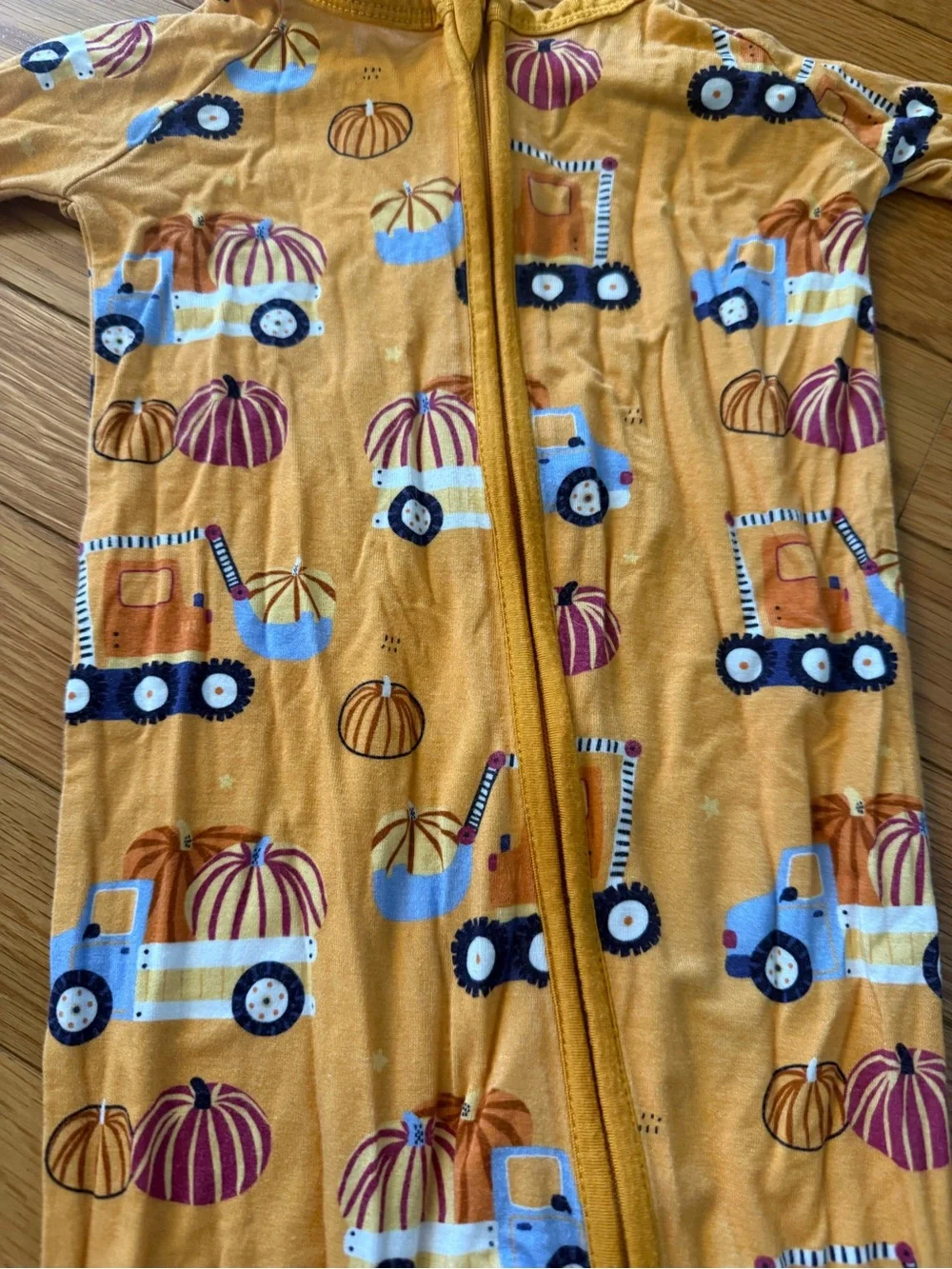 Kids bamboo Yellow Pumpkin & Tractor One-Piece Pajama